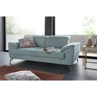 2-Sitzer SIT & MORE "Percy", blau (aqua), B:197cm H:77cm T:112cm, Sofas, Clog, 12 cm Fußhöhe, Sitztiefenverstellung, wahlweise Kopfteilverstellung