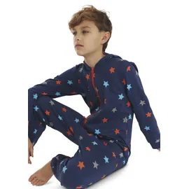 Buffalo Overall BUFFALO, Mädchen, Gr. 122/128, N-Gr, blau (navy), Jersey, Obermaterial: 100% Baumwolle, bedruckt, Basic, bequem lang, Rundhals, angesetztes Bündchen, Overalls Overall, für Jungen und Mädchen mit Sternen bedruckt