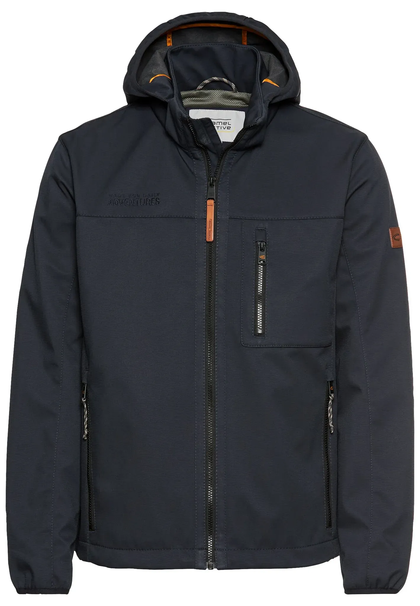 Softshelljacke CAMEL ACTIVE, Herren, Gr. 48, schwarz navy, Softshell, Obermaterial: 100% Polyester, unifarben, regular fit normal, Rundhals, elastischer Bund, Jacken Softshelljacke, mit Kapuze