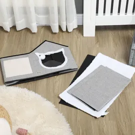 PawHut Katzenhöhle, mit Kratzfläche, Doppeltüren, Kuschelhöhle mit Kissen, Katzenbett mit Spielball, Polyester,