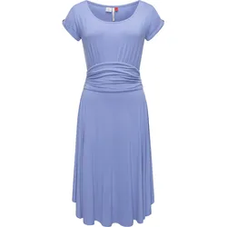 Sommerkleid RAGWEAR "Yvone Solid", Damen, Gr. L (40), Normalgrößen, blau, Material: 95% Viskose, 5% Elasthan, casual, figurbetont knieumspielend, Rundhals, Kurzarm Ärmel ohne Ärmelschlitz, Kleider, leichtes Jersey-Kleid mit Taillengürtel