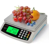 KNSWE Waage Küchenwaage Groß Edelstahl Digitalwaage 30kg zum Gastronomie Messen von Fleisch Wurst so Weiter Obstwaage mit Zähl Tara Funktion Feinwaage 1g LCD Display und 3 Maßeinheit