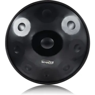 SINGOFIRE 18-Zoll-Handpan-Trommel, 9-Noten-Handpan-Trommeln für Erwachsene, 440 Hz D-Moll Kurd-Handpan, weiche Handpan-Tasche, Handpan-Schlägel, Handpan-Ständer und staubfreies Tuch (schwarz)