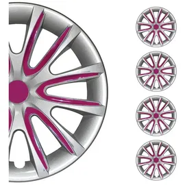 Omac 4X Radkappen Radzierblenden Radblenden 16" Zoll Stahlfelgen Glänzend Grau-Lila