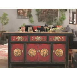 opium outlet Möbel Kommode Schrank Sideboard Hochzeitsschrank "RedMagic" 34372-7 rot-schwarz asiatisch orientalisch