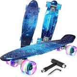 luxuskollektion Skateboard 22 Zoll Mini Cruiser für Kinder Jugendliche Erwachsene LED