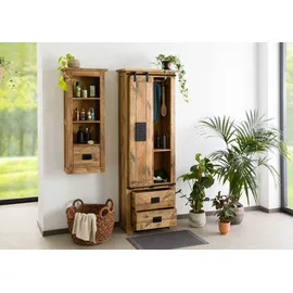 Massivmoebel24 Vitrine Schrank Mango 70 x 35 x 195 cm Beige