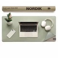 Nordik Schreibtischunterlage aus Filz und Leder – Willow Haze Sage – 89 x 43 cm – Schreibtischunterlage aus Filz und Leder mit Dokumentenfach – Große Computerunterlage für Schreibtisch und Tastatur