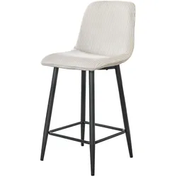 Barhocker 2er-Set Cord-Bezug, modern mit Lehne und Fußstütze, Creme, Balurne Kollektion