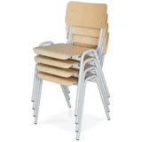 BRB 4-teiliges Stapelstuhl-Set, Gestell lichtgrau, stapelbar, Sitz/Lehne aus Buche-Schichtholz