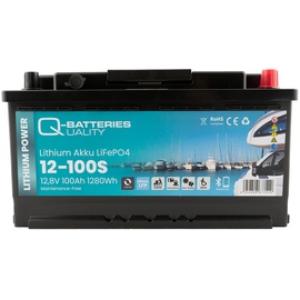Quality Batteries Q-Batteries Lithium Akku 12-100S 12,8V 100Ah 1280Wh LiFePO4 Batterie mit Bluetoo...