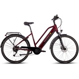 Saxonette E-Bike SAXONETTE "Deluxe Sport Lady" E-Bikes Gr. 50 cm, 28 Zoll (71,12 cm), rot (bordeau x glänzend) E-Bikes