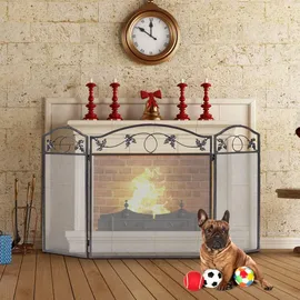 Costway Funkenschutzgitter Metall 127 x 73,5 cm Schwarz