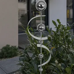 Edelstahl Garten Stecker Kugel Bogen Dekoration Terrassen Außen Erdspieß silber Harms 507188