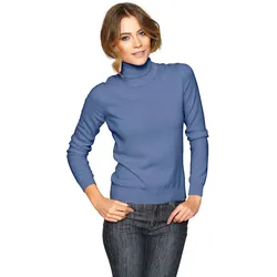 Rollkragenpullover HEINE "Rollkragenpullover", Damen, Gr. 38/40, blau, 100% Kaschmir, unifarben, Langarm, Pullover