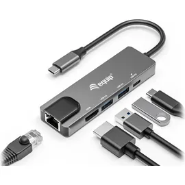 Equip 133489 USB-C 5-in-1-Multifunktionsadapter, HDMI , Gigabit LAN, USB 3.2 GEN1, 100W USB PD