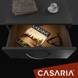 CASARIA Nachttisch Eloise 54x39x28cm Anthrazit LED 3 Schubladen Kabelführung Wandbefestigung Boxspringbett Schlafzimmer Nachtschrank Nachtkonsole Nachtkommode Holz