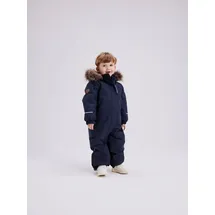 NAME IT Overall NAME IT "NMNSNOW10 SUIT SOLID FO NOOS", Jungen, Gr. 98, N-Gr, blau (schwarz sapphire), Fleece, Obermaterial: 100% Polyester, unifarben, regular fit, Overalls Overall