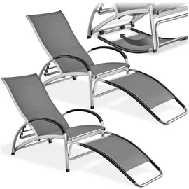Tectake Avignon Sonnenliege 195 x 62 x 91 cm Grau
