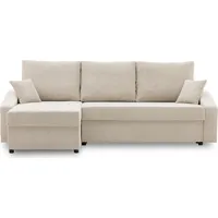 Ecksofa DORMA L-förmig - mit schlaffunktion - Farben zur Auswahl - komfortables Eckcouch - universelle Seite - Stoff POSO 100 - Beige