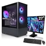 SYSTEMTREFF Basic Gaming Komplett PC Set AMD Ryzen 5 PRO 5655G 6x4.4GHz | Radeon RX Vega 7 4K | 512GB M.2 NVMe | 16GB DDR4 RAM | Windows 11 | 27 TFT Monitor | Desktop Paket Computer für Gamer, Gaming