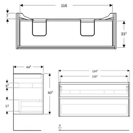 Geberit Waschtischunterschrank 2 Schubladen 124,5 x 60,6 x 44,6 cm Salbeigrün