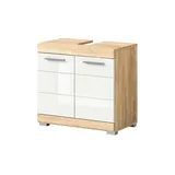 Waschbeckenunterschrank SCHLOONSEE  Breite 60cm  2 Tür  2 Fächer  mit Siphonausschnitt  MDF-Front in verschiedenen Farben erhältlich  Badmöbel  Badschrank  Kommode  Bad  Schloonsee , weiß , Maße (cm): B: 60 H: 56