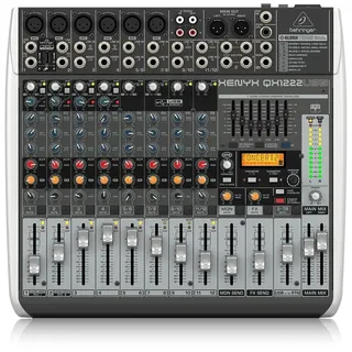 Behringer XENYX QX1222USB Premium 2/2-Bus-Mixer mit 16 Eingängen, XENYX-Mikrofonvorverstärkern und -Kompressoren, Klark Teknik Multi-FX-Prozessor, Wireless-Option und USB/Audio-Schnittstelle