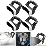 4 Stück Universal Topfgriff Kurz Ersatzteil Set Pfannengriff Ersatz Mit Hitzeschutz Für Suppentöpfe, Dampfgarer,Milchtöpfe