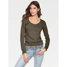 Heine Rundhalspullover Oliv 40