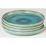 Gipfelstück Dessertteller "Tiefer See" Speiseteller Gr. 22cm, bunt (grün, blau) Scandi-Style, glänzende Reaktivglasur, jedes Stück ein Unikat