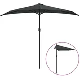 furnicato Balkon-Sonnenschirm mit Alu-Mast Anthrazit 270x144 cm Halbrund