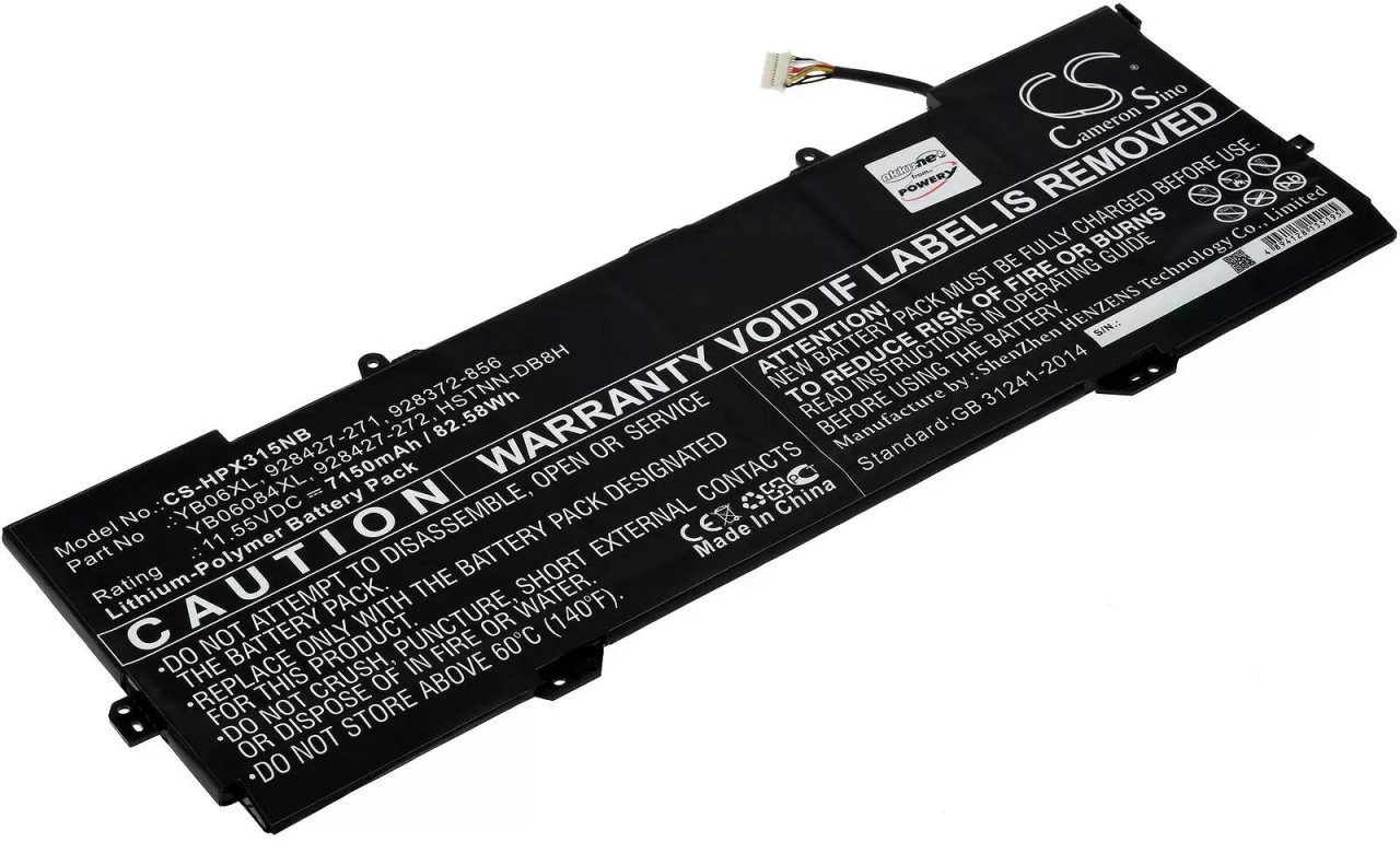 Akku passend für Laptop HP Spectre X360 15-ch002ng, X360 15-ch032ng, Typ YB06XL u.a. - 11,55V - 7150 mAh