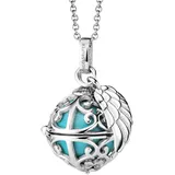 Engelsrufer Kette mit Anhänger Silber in der Größe XS, mit Flügelanhänger" Gr. blau (silberfarben, perlmuttfarben, türkis), Halsketten, Damen, Halskette aus Sterling Silber 925 (Sterlingsilber), L: 50 B: 1,33mm, Messing, 925 (Sterlingsilber), B:1,33mm