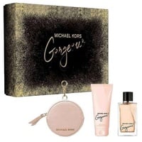 Gorgeous by Michael Kors for Women – 3 Stück Geschenkset, 3,4 oz EDP Spray, 3,4 oz Body Lotion, Round Purse