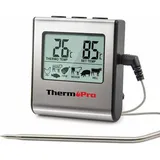 Digitales Fleischthermometer Tp16 Mit Großem Lcd-display Für Smoker, Backofen, Küche, Grill, Bbq – Mit Timer Und Edelstahl-temperaturfühler
