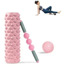 FFitness Rolle für Muskelmassage, 3-in-1, Set für myofasziales Training, mit Stab und Ball, Fußmassage, Linderung von Muskelverspannungen