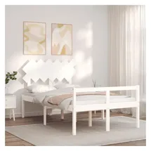 vidaXL Seniorenbett mit Kopfteil 120x200 cm Weiß Massivholz