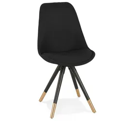 Vintage Holz Esszimmerstuhl mit Stoffpolsterung | Retro Stuhl Schwarz mit gepolsterter Sitzfläche | Retro-Chic Design | Kadima Design