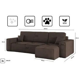 kaiser möbel Eckcouch Cord 2-Sitzer Braun