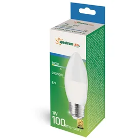 Spectrum LED Leuchtmittel Kerze 1W E27 matt 100lm Tageslicht 6000K kaltweiß 270°