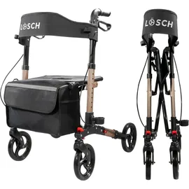 lösch reha Rollator TABAS Mobility faltbar und leicht mit Sitz Champagner