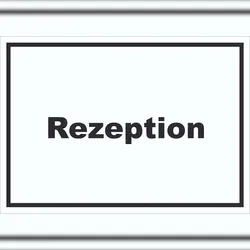 Rezeption Schild mit Text Anmeldung Eingang waagerecht A1 (594x841mm)