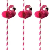 Papstar Papier-Trinkhalm "Flamingo", 200 mm, pink/weiß aus Papier, Länge: 200 mm, Durchmesser: 6 mm, nachhal, Strohhalm, pink weiß