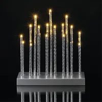EMOS LED Kerzenständer mit 19 Kerzen, silbern Glanzeffekt, Batteriebetrieben 3X AA, Innenbereich IP20, 6/18h Timer-Funktion, 28, 5 x 25 cm, DCAW02, Silber