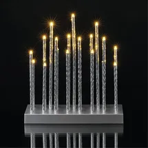 EMOS LED Kerzenständer mit 19 Kerzen, silbern Glanzeffekt, Batteriebetrieben 3X AA, Innenbereich IP20, 6/18h Timer-Funktion, 28, 5 x 25 cm, DCAW02, Silber
