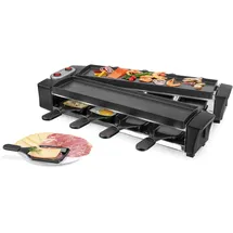 EMERIO Raclette-Grill RG-132098.2 – Gourmet – PFAS-frei – 8 Pfännchen und Spatel – ILAG-Beschichtung - Schwarz