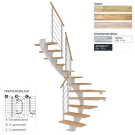 DOLLE Mittelholmtreppe Hamburg 75 cm Buche, geölt/Anthrazit Metall