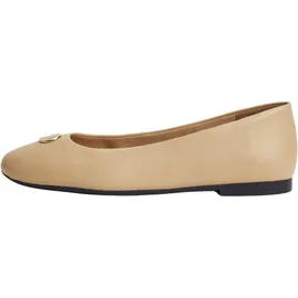 Tommy Hilfiger Damen, Ballerinas PLATE aus Leder, beige, (Desert), 40