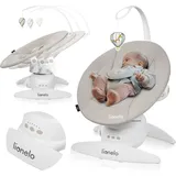 lionelo Babywippe IRIS 360 Grad, ab Geburt, 12 Wiegenlieder, leicht und leise Beige Sand - Weiß/Beige